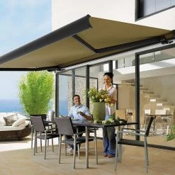 Bariloche DIY & Renovation 5.0 X 3.0m Beige Retractable Folding Arm Heavy Duty Cassette Awning
