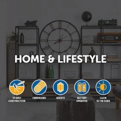 FactoryFast.com.au Glow In Dark Wall Clock Luminous Quartz Wooden Non Ticking Home Decor 12''/30cm