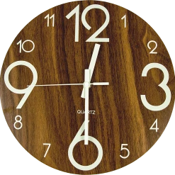 FactoryFast.com.au Glow In Dark Wall Clock Luminous Quartz Wooden Non Ticking Home Decor 12''/30cm