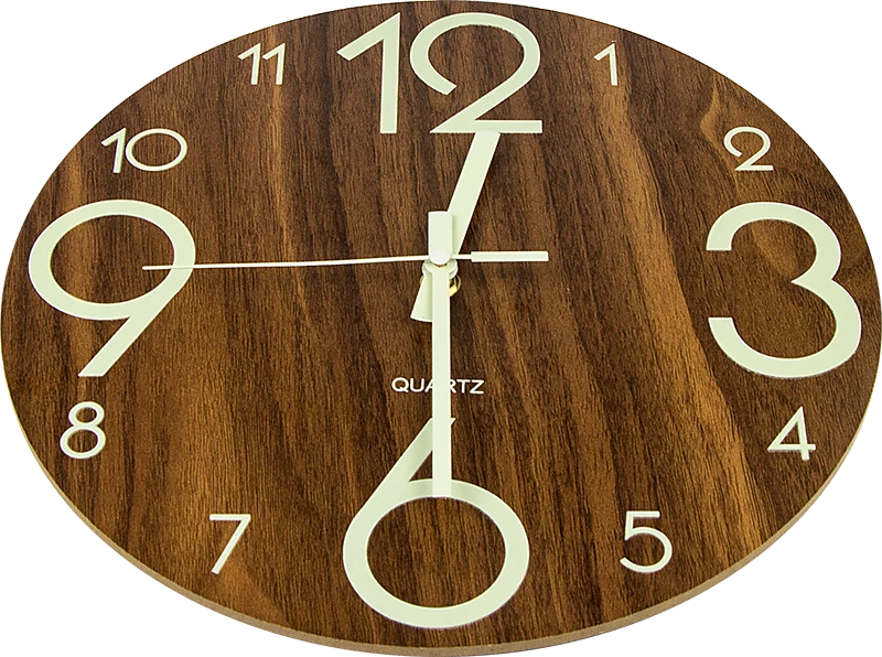 FactoryFast.com.au Glow In Dark Wall Clock Luminous Quartz Wooden Non Ticking Home Decor 12''/30cm