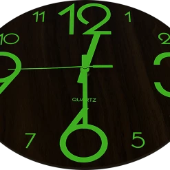 FactoryFast.com.au Glow In Dark Wall Clock Luminous Quartz Wooden Non Ticking Home Decor 12''/30cm