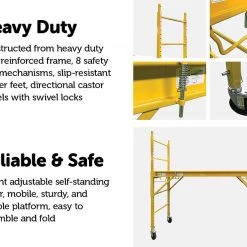 Randy & Travis Machinery DIY & Renovation Yellow Mobile Safety High Scaffold / Ladder Tool - 450kg