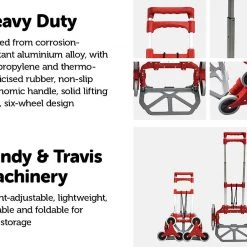 Randy & Travis Machinery Stair Climbing Trolley 6 Wheels Aluminium Folding Hand Cart Climb Steps DIY & Renovation