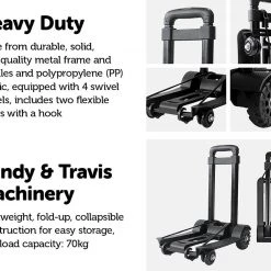 Randy & Travis Machinery DIY & Renovation Portable Cart Folding Dolly Push Truck Hand Collapsible Trolley Luggage 70Kg