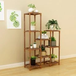 Randy & Travis Machinery Indoor Outdoor Garden Plant Stand Planter Flower Pot Shelf Wooden Shelving - 9 Shelves