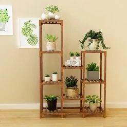 Randy & Travis Machinery Indoor Outdoor Garden Plant Stand Planter Flower Pot Shelf Wooden Shelving - 9 Shelves