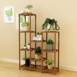 Randy & Travis Machinery Indoor Outdoor Garden Plant Stand Planter Flower Pot Shelf Wooden Shelving - 9 Shelves