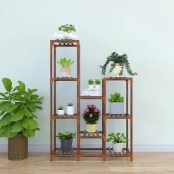 Randy & Travis Machinery Indoor Outdoor Garden Plant Stand Planter Flower Pot Shelf Wooden Shelving - 9 Shelves