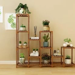 Randy & Travis Machinery Furniture Indoor Outdoor Garden Plant Stand Planter Flower Pot Shelf Wooden Shelving - 12 Shelves