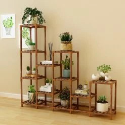 Randy & Travis Machinery Furniture Indoor Outdoor Garden Plant Stand Planter Flower Pot Shelf Wooden Shelving - 12 Shelves