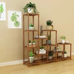 Randy & Travis Machinery Furniture Indoor Outdoor Garden Plant Stand Planter Flower Pot Shelf Wooden Shelving - 12 Shelves