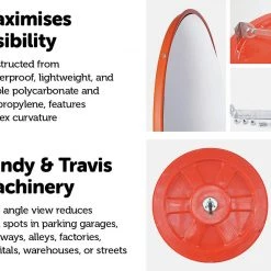 Randy & Travis Machinery 60cm Wide Angle Security Curved Convex Road Safety Mirror Traffic Driveway