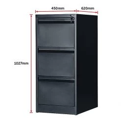 Salvatore Angelotti Furniture 3-Drawer Shelf Office Gym Filing Storage Locker Cabinet - Black