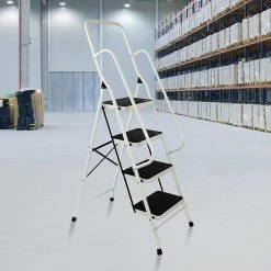 Randy & Travis Machinery Foldable Non Slip 4 Step Steel Ladder DIY & Renovation