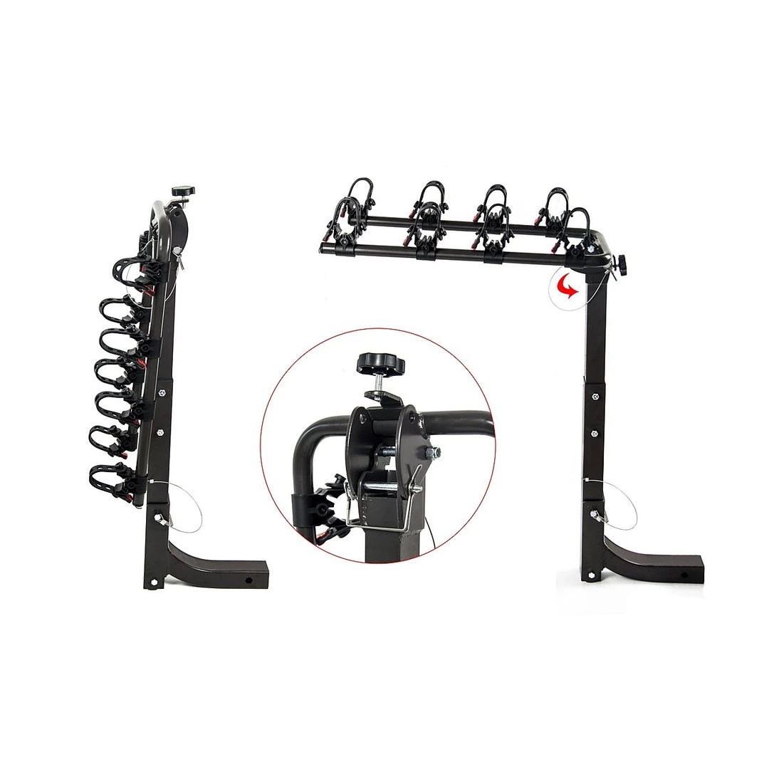 Randy & Travis Machinery Premium 4-Bike Carrier Rack Hitch Mount Swing Down Bicycle Rack W/ 2" Receiver Outdoor & Leisure