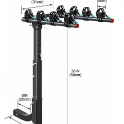 Randy & Travis Machinery Premium 4-Bike Carrier Rack Hitch Mount Swing Down Bicycle Rack W/ 2
