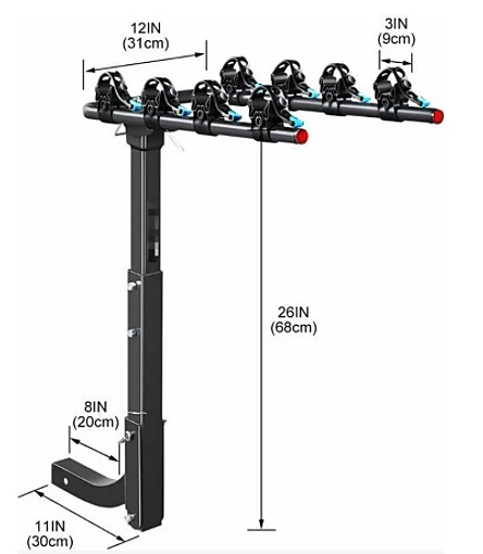 Randy & Travis Machinery Premium 4-Bike Carrier Rack Hitch Mount Swing Down Bicycle Rack W/ 2" Receiver Outdoor & Leisure