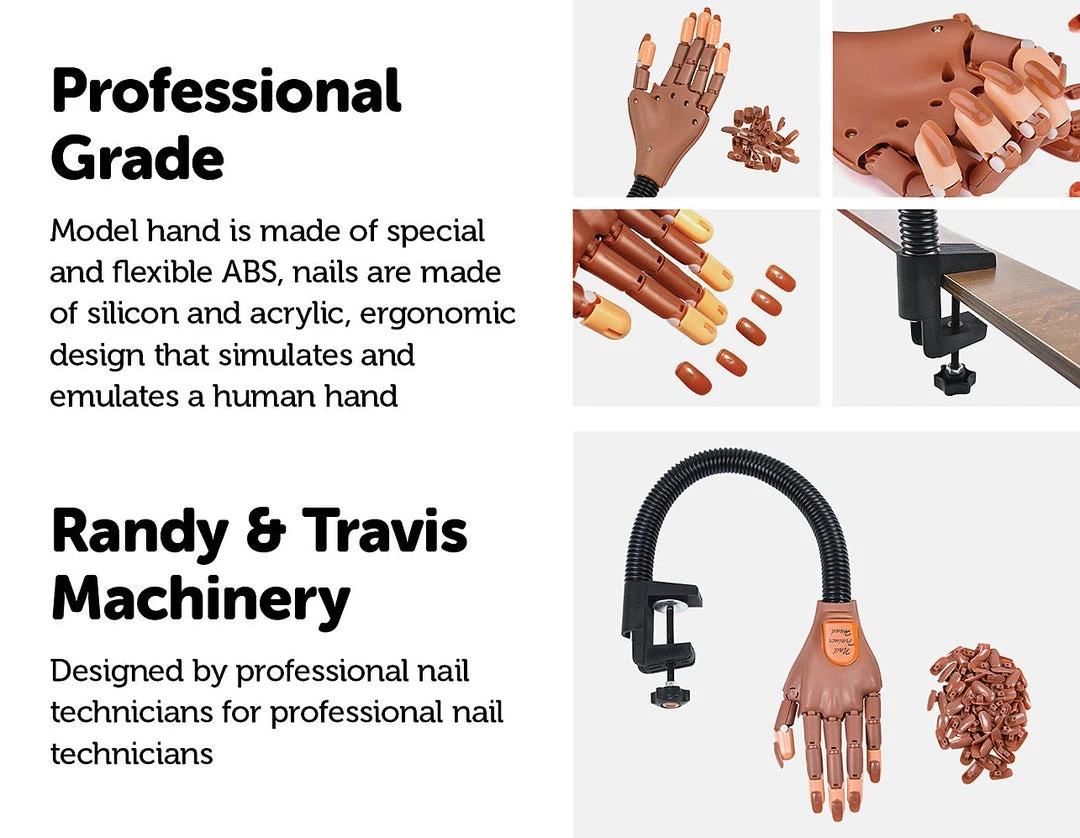 FactoryFast.com.au Home & Lifestyle Practice Hand Model For Nail Art Training And Display Manicure With False Nails