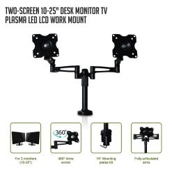 Salvatore Angelotti Two-Screen 10-25" Desk Monitor TV Plasma LED LCD Screen Work Mount