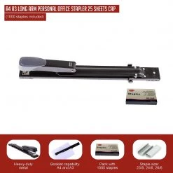 Randy & Travis Machinery A4 A3 Long Arm Personal Office Stapler 25 Sheets CAP (1000 Staples Included) Furniture