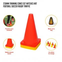 Randy & Travis Machinery 230mm Training Cones Set Witches Hat Football Soccer Rugby Traffic Sports & Fitness