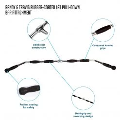 Randy & Travis Machinery Sports & Fitness Randy & Travis Rubber-Coated Lat Pull-Down Bar Attachment