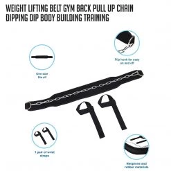 Randy & Travis Machinery Weight Lifting Belt Gym Back Pull Up Chain Dipping Dip Body Building Training Sports & Fitness