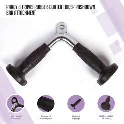 Randy & Travis Machinery Randy & Travis Rubber-Coated Tricep Pushdown Bar Attachment Sports & Fitness