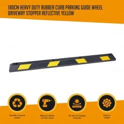 FactoryFast.com.au 180cm Heavy Duty Rubber Curb Parking Guide Wheel Driveway Stopper Reflective Yellow