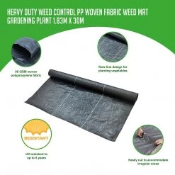 Randy & Travis Machinery Heavy Duty Weed Control PP Woven Fabric Weed Mat Gardening Plant 30 X 1.83m