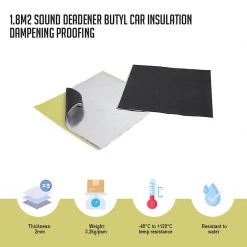 Randy & Travis Machinery Outdoor & Leisure 1.8m2 Sound Deadener Butyl Car Insulation Dampening Proofing