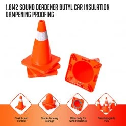 Randy & Travis Machinery 4pcs 45cm Road Traffic Cones Reflective Overlap Parking Emergency Safety Cone Outdoor & Leisure