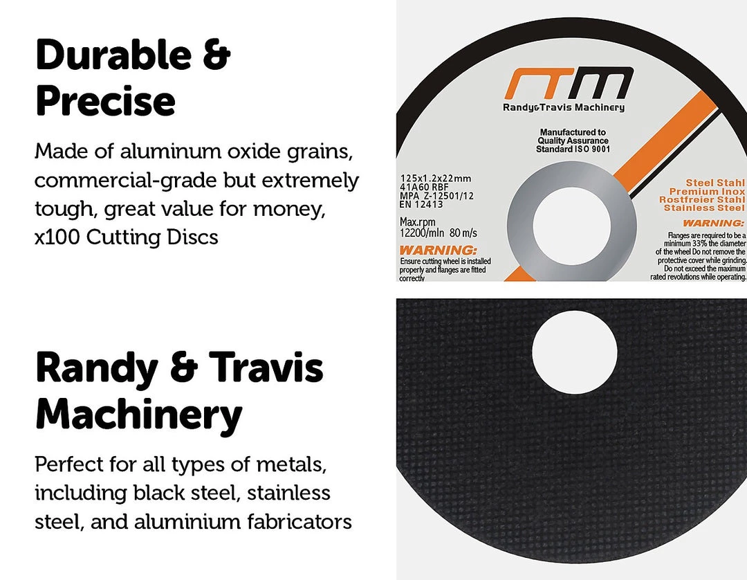 Randy & Travis Machinery Outdoor & Leisure 125mm 5" Cutting Disc Wheel For Angle Grinder X100