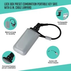 Randy & Travis Machinery Lock Box Preset Combination Portable Key Safe With 6 In. Cable Lanyard Outdoor & Leisure