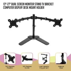 Randy & Travis Machinery 13"-27" Dual Screen Monitor Stand TV Bracket Computer Display Desk Mount Holder Furniture