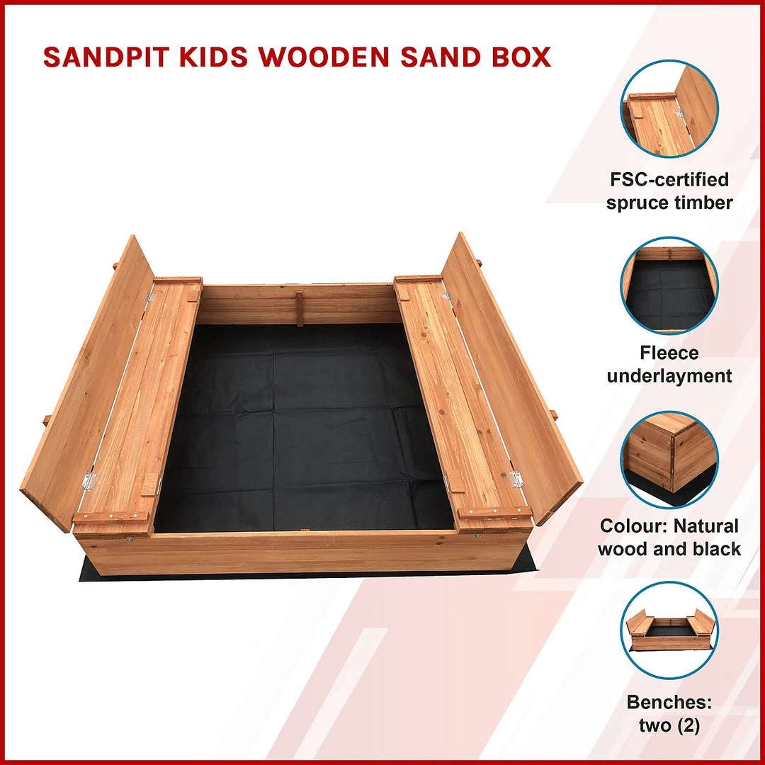 Brienz Games & Hobbies Sandpit Kids Wooden Sand Box