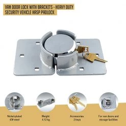 FactoryFast.com.au Van Door Lock With Brackets - Heavy Duty Security Vehicle Hasp Padlock Outdoor & Leisure