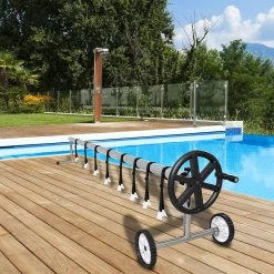 Bariloche Outdoor & Leisure Solar Adjustable Swimming Pool Blanket Cover Roller With Wheels