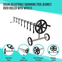 Bariloche Outdoor & Leisure Solar Adjustable Swimming Pool Blanket Cover Roller With Wheels
