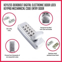 Randy & Travis Machinery Keyless Deadbolt Digital Electronic Door Lock Keypad Mechanical Code Entry Door Outdoor & Leisure
