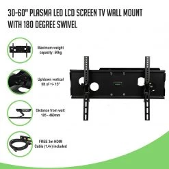 Salvatore Angelotti 30-60" Plasma LED LCD Screen TV Single Arm Wall Mount With 180° Swivel Home & Lifestyle