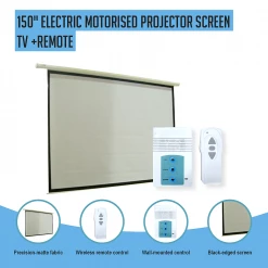 Randy & Travis Machinery 150" Electric Motorised Projector Screen TV + Remote Home & Lifestyle