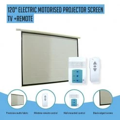 Randy & Travis Machinery Home & Lifestyle 120" Electric Motorised Projector Screen TV + Remote
