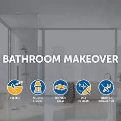 180° CHROME Pivot Door 6mm Safety Glass Bath Shower Screen By Della Francesca - 90 X 140cm DIY & Renovation