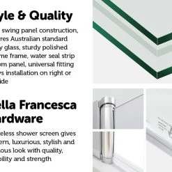 180° CHROME Pivot Door 6mm Safety Glass Bath Shower Screen By Della Francesca - 90 X 140cm DIY & Renovation