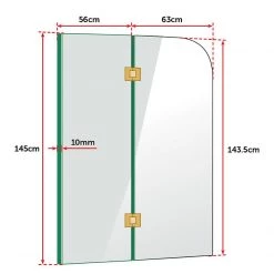 120 X 145cm Frameless Glass Bath Screen By Della Francesca Gold Finish