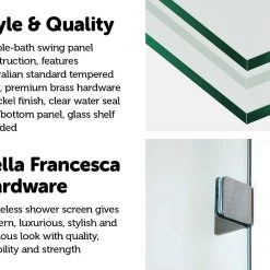 DIY & Renovation 70 X 145cm Frameless Glass Bath Screen By Della Francesca Nickel Finish