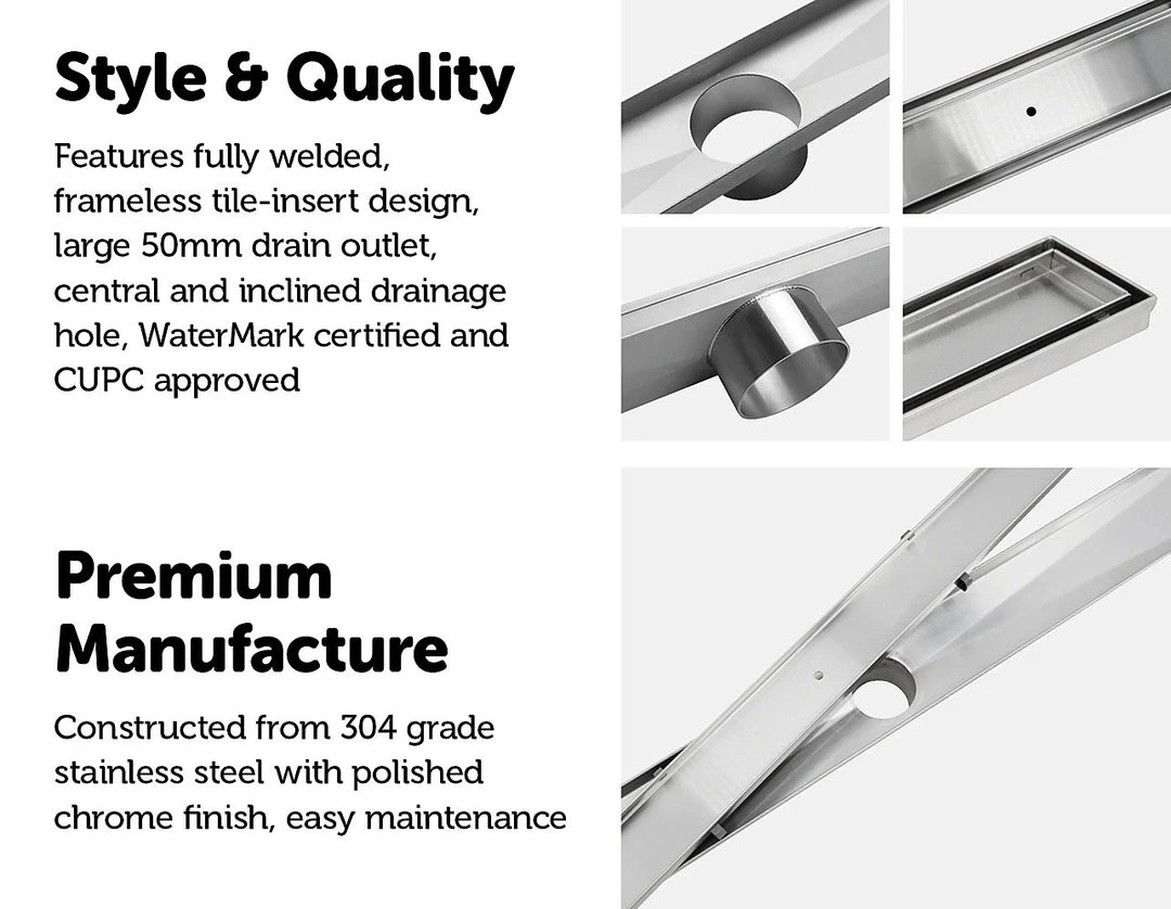 Della Francesca 800mm Tile Insert Stainless Steel Grate Drain W/Centre Outlet Floor Waste DIY & Renovation