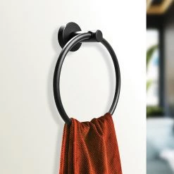 Della Francesca Classic Towel Bar Rail Ring Electroplated Matte Black Finish DIY & Renovation