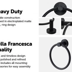 Della Francesca Classic Towel Bar Rail Ring Electroplated Matte Black Finish DIY & Renovation